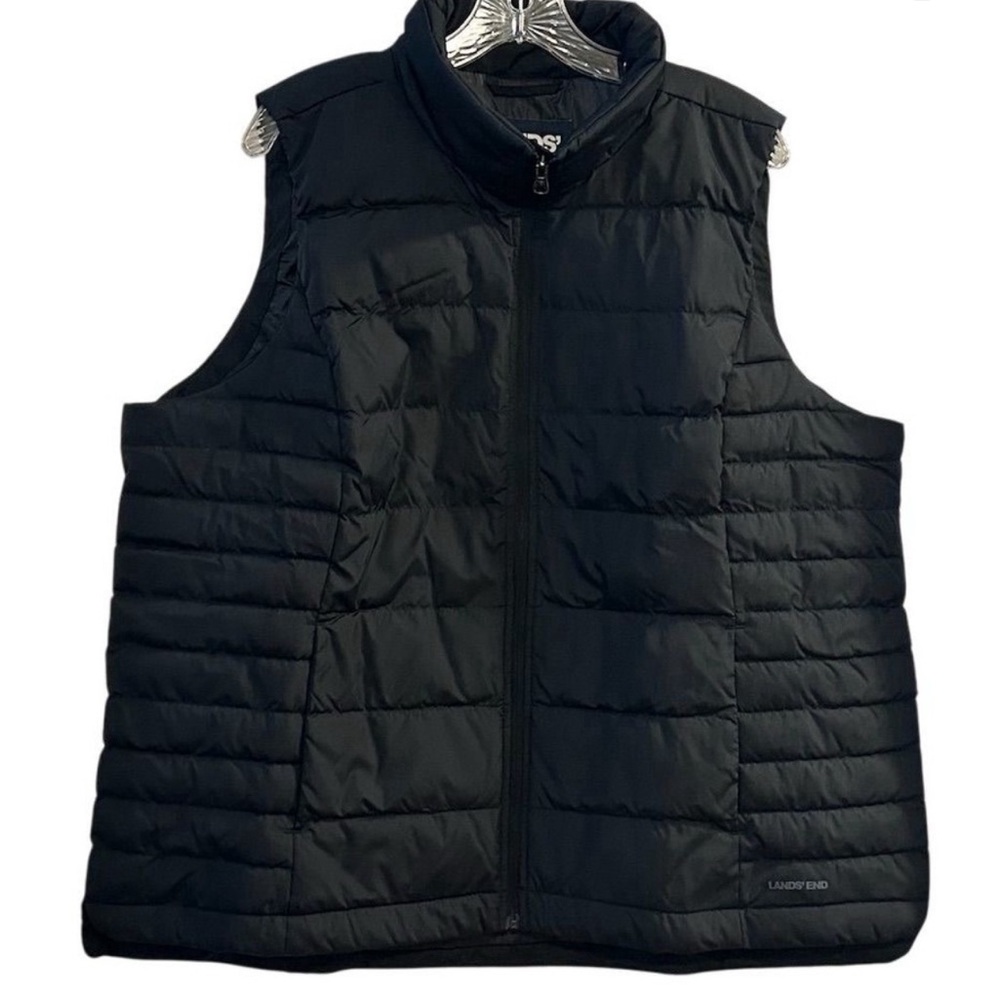 Lands' End Black Puffer Vest Women Size 2X Gorpcore
